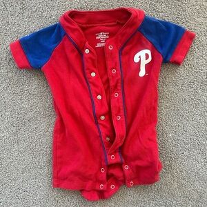 Phillies Red and Blue Baseball onesie 3-6 months